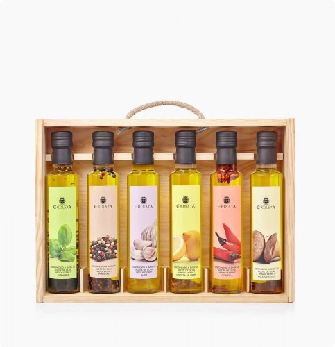 Dárkové balení ochucených olivových olejů La Chinata, 6 ks